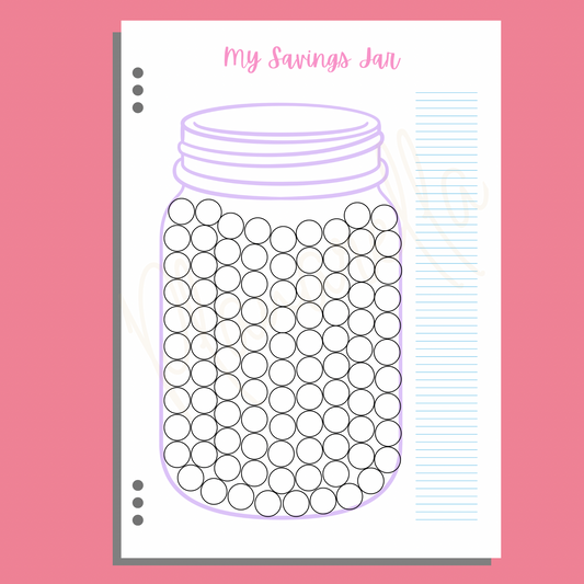 Savings Jar - Single Planner Page