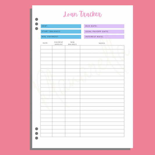 Loan Tracker - Single Planner Page