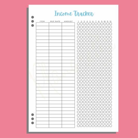 Income Tracker - Single Planner Page