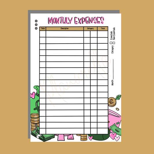 Monthly Expenses - Single Page