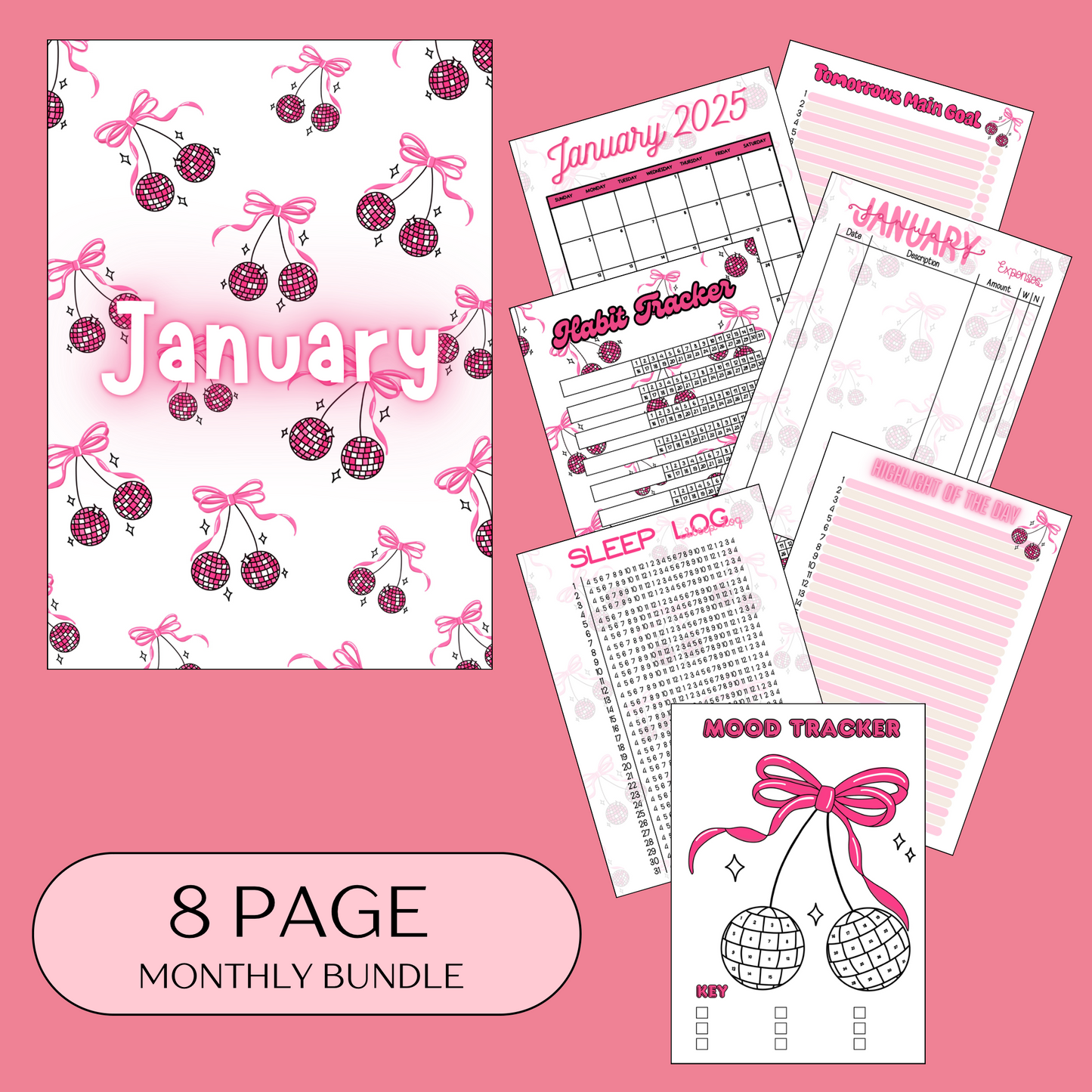 January Disco Cherries - 8 Page Monthly Bundle