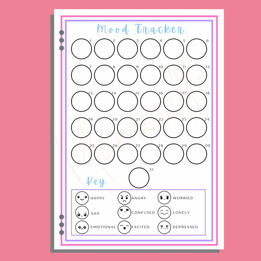 Mood Tracker - Single Journal Page - Monthly
