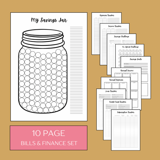 Bills & Finance Bundle - Set of 10 Pages - Colour Me